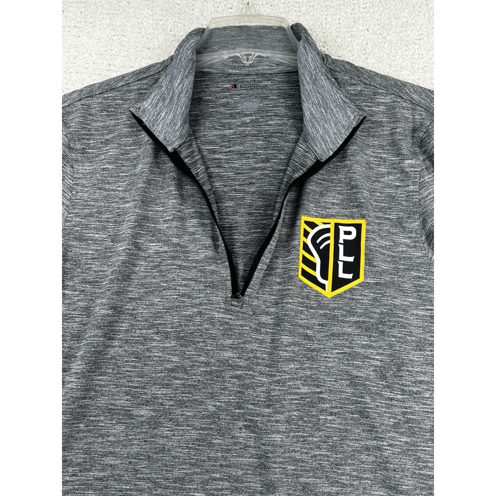 Champion Shirt Mens M Premier Lacrosse League PLL Quarter Zip Gray Long Sleeve - Picture 3 of 16